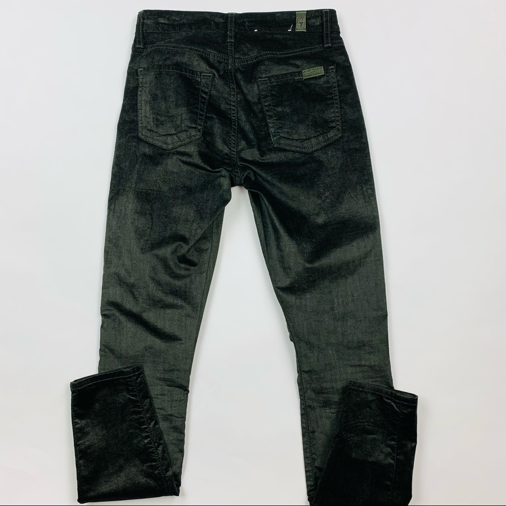 7 For All Mankind Green Velvet Skinny Jeans Sz 24 - Picture 8 of 10